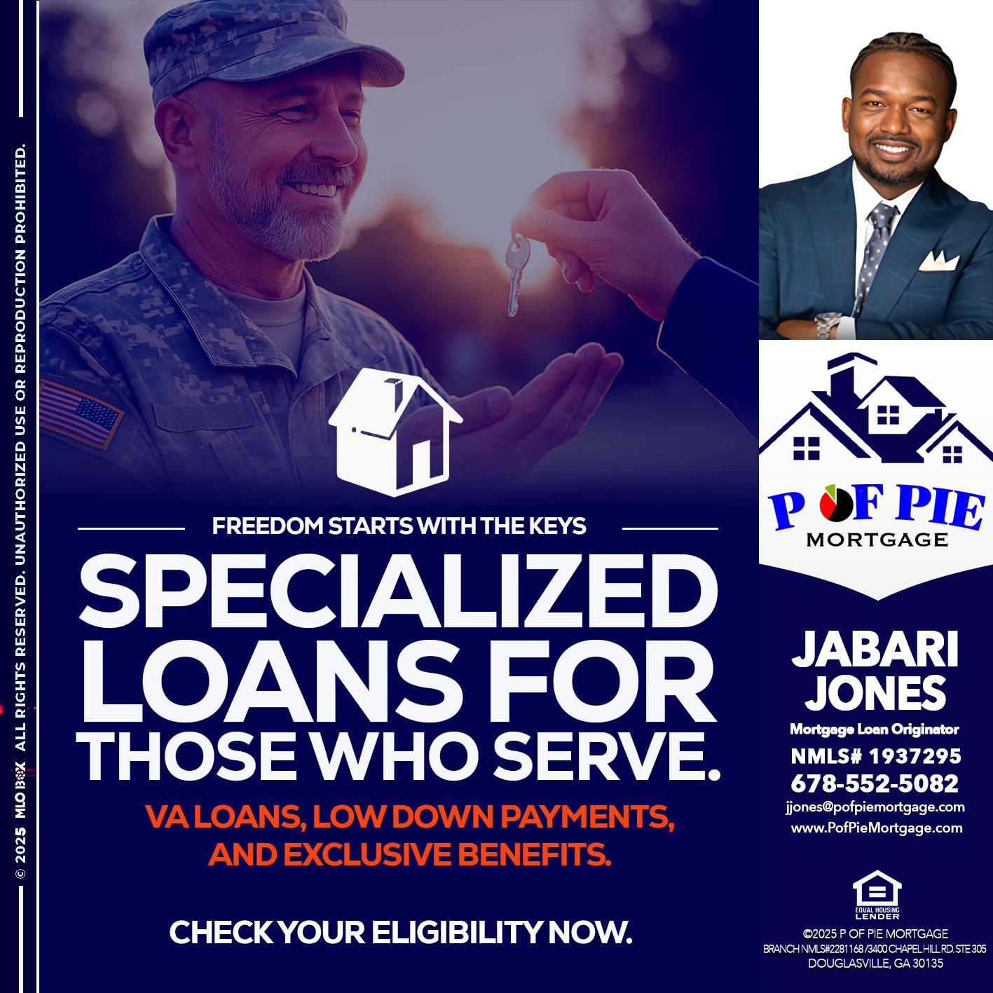 SPECIALIZED LOANS - Jabari Jones -Mortgage Loan Officer