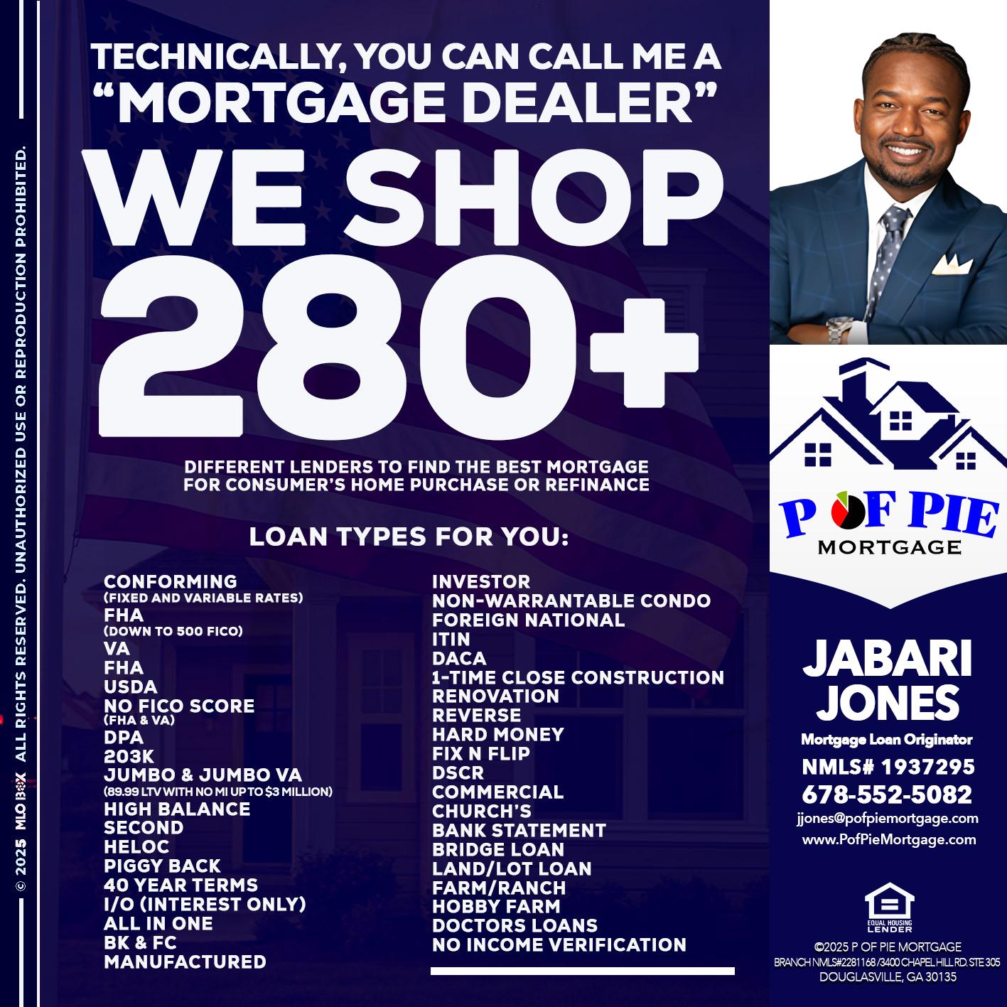 WE SHOP 280+ - Jabari Jones -Mortgage Loan Officer