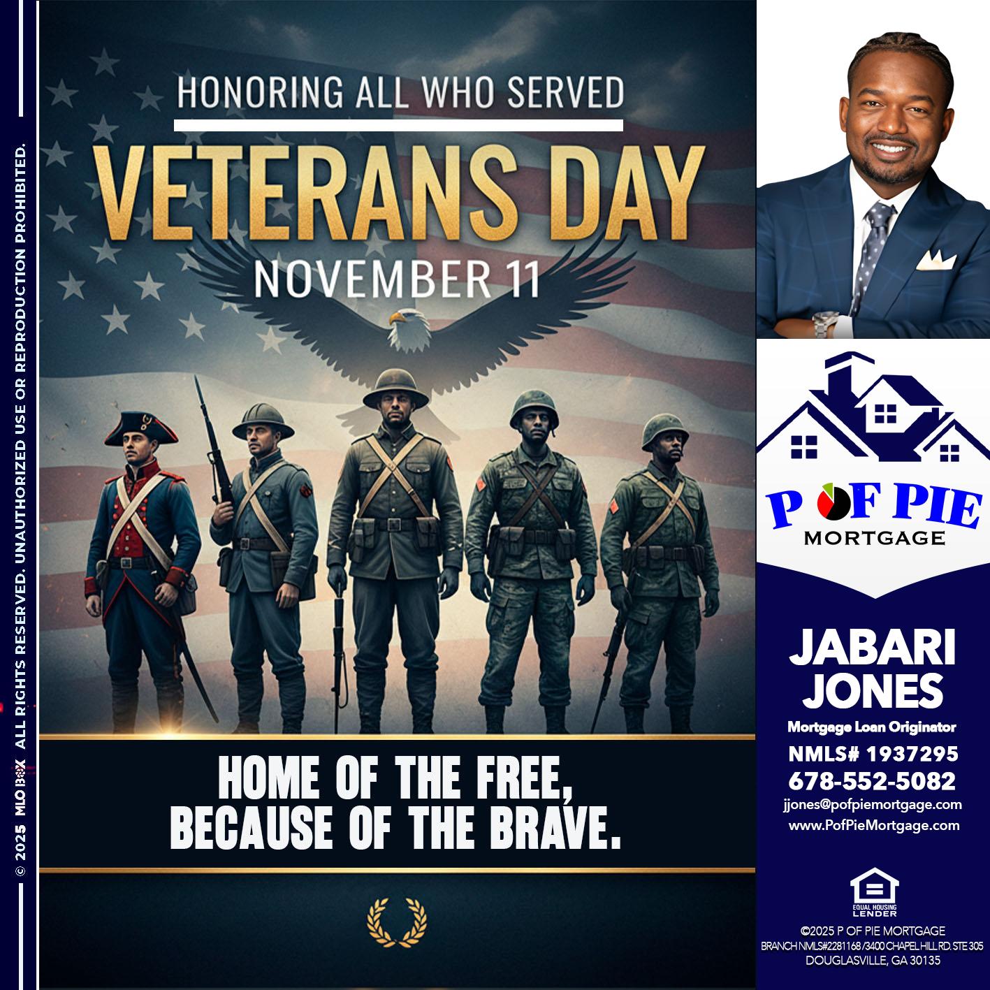 VETERANS DAY - Jabari Jones -Mortgage Loan Officer